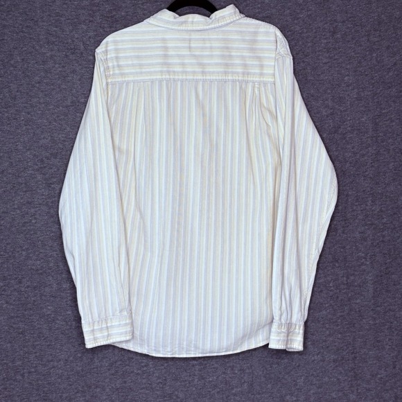 BDG Urban Outfitters Mens Large Button-Down Shirt Beige Stripe Long Sleeve - Picture 6 of 11